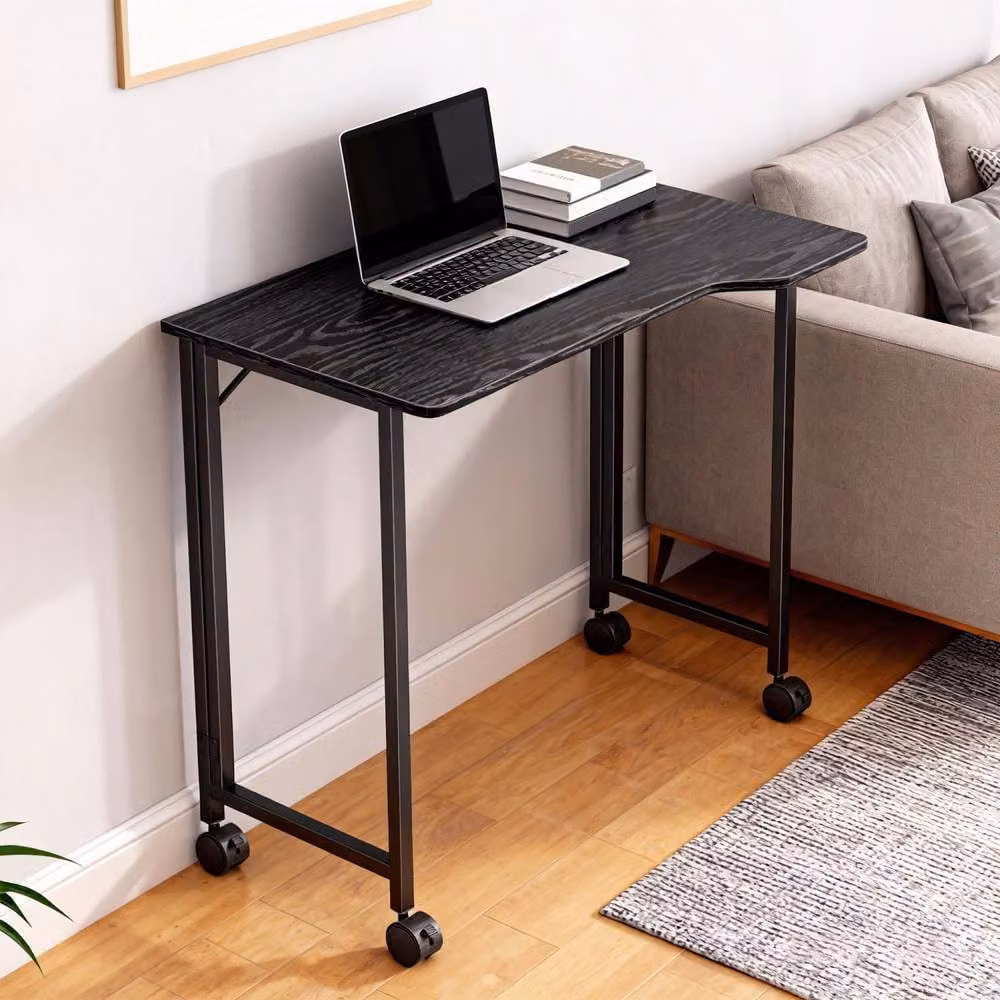 Wyld Haus Schut Black Wood Effect Folding Writing Desk with Lockable Castors W/D/H: 80 x 62 x 75 cm – 9