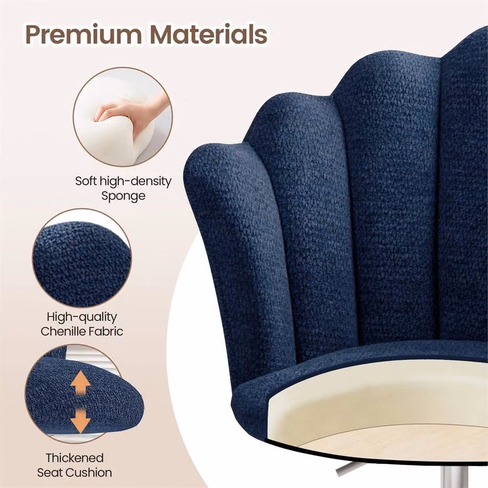 Havendro Modern Blue Chenille Fabric Swivel Task Chair for Home Office – 5