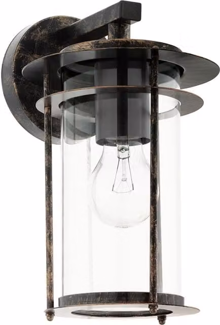 Loops IP44 Outdoor Wall Light in Antique Copper with Transparent Glass Shade, E27 60W Compatible
