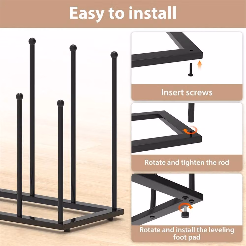 SPETLEK Black Steel Freestanding Boot Rack for 6 Pairs of Footwear, Width: 50 cm – 3