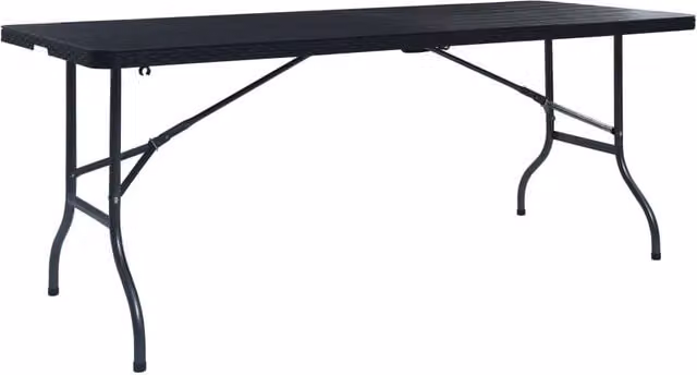 Berkfield Home Folding Garden Table in Black Imitation Rattan, W: 180 cm, D: 75 cm, H: 72 cm