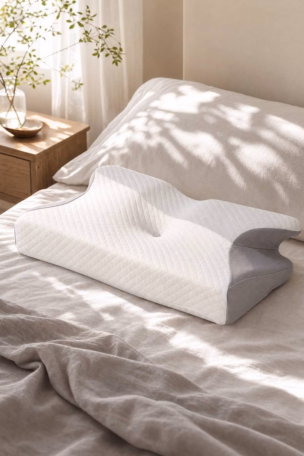 Living and Home Contoured Slow Rebound Memory Foam Pillow in White with Cooling and Breathable Technology – 3