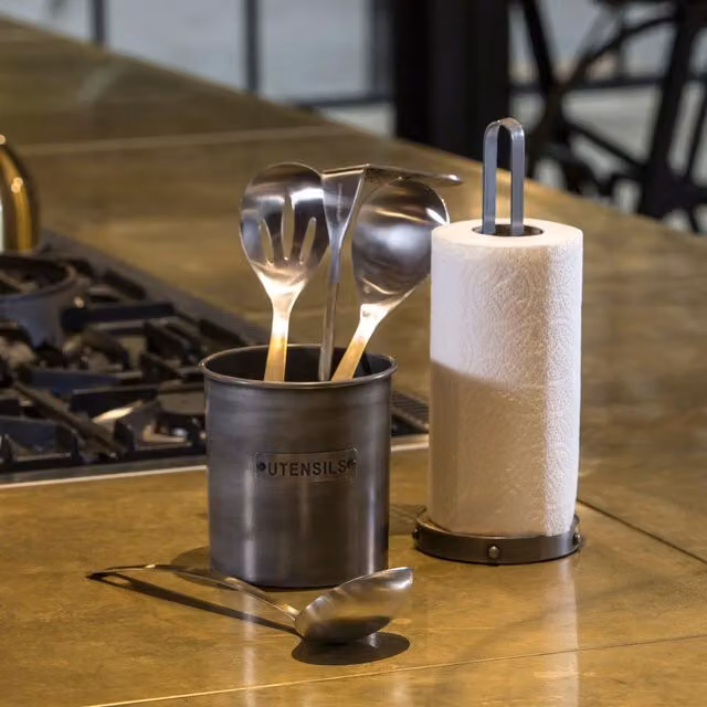 KitchenCraft Freestanding Metal Utensil Holder in Grey