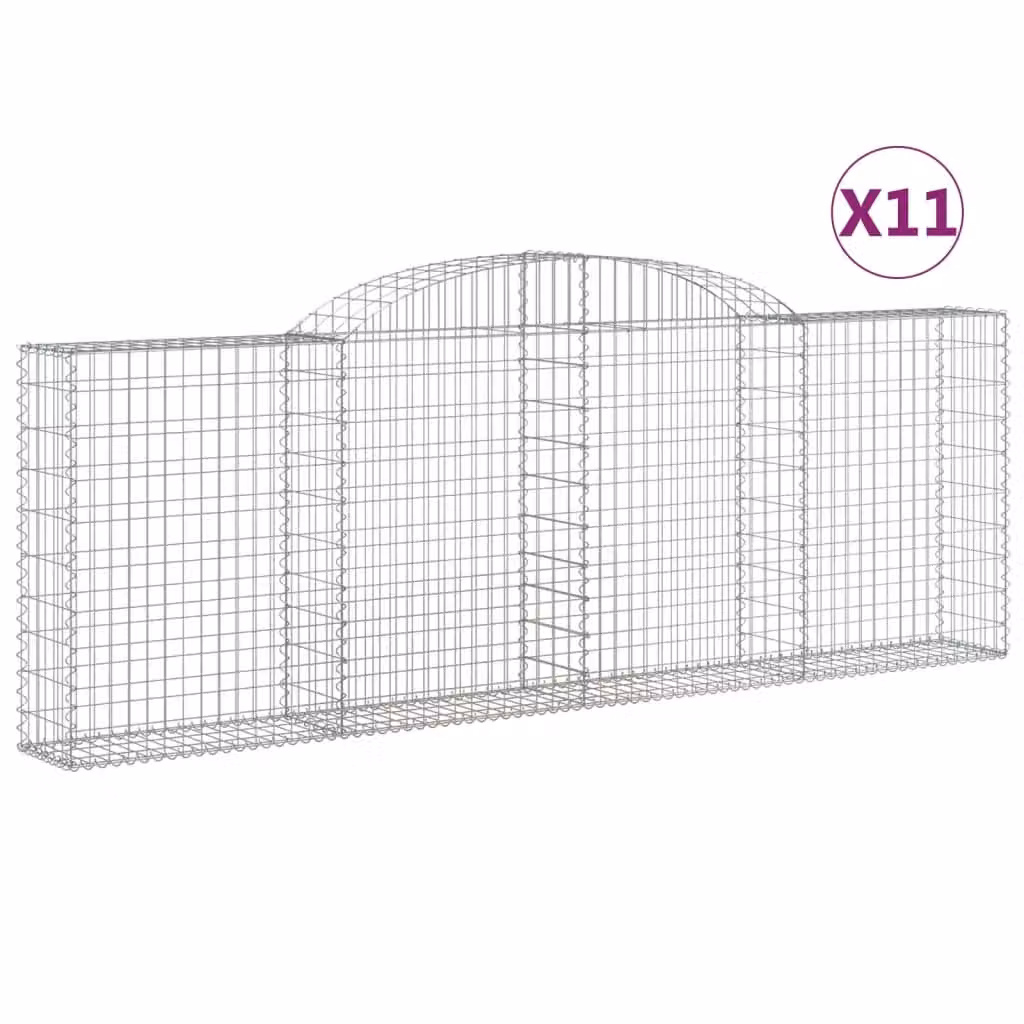 Berkfield Home Arched Gabion Baskets, 11 Piece Set, Silver Galvanised Steel, W: 300 cm, D: 30 cm, H: 100/120 cm – 2