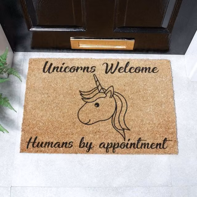 Artsy Mats Unicorns Welcome Humans By Appointment Doormat, Black, W: 60 cm, D: 40 cm – 1