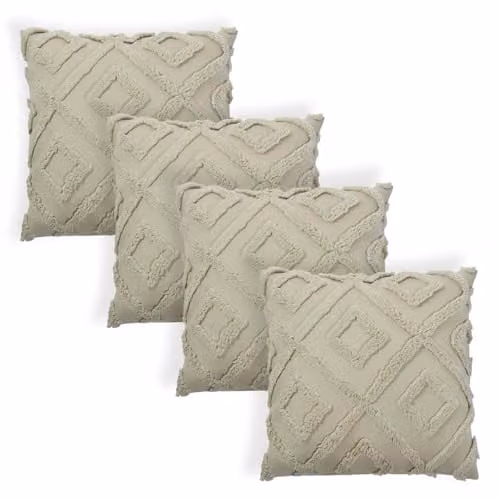 OHS Pack of 4 Tufted Arch Decorative Cushion Covers in Green, W/D/H: 45 x 45 x 45 cm