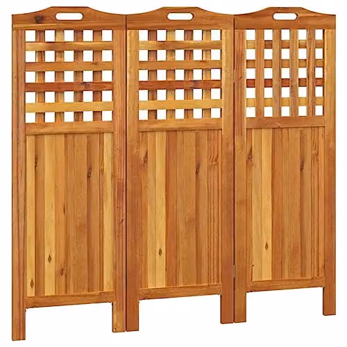 vidaXL 3-Panel Acacia Wood Room Divider, Brown, W/D/H: 121.5 x 2 x 115 cm – 1