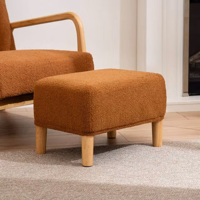 Scottish Everlastings Ltd Caramel Boucle Foot Stool in Brown, W/D/H: 33 x 33 x 48 cm – 1
