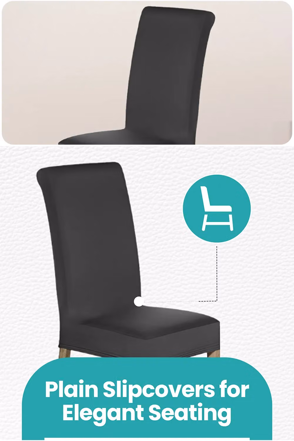 Neel Blue Universal Armless Dining Chair Protective Slipcover in Dark Grey with Spandex Stretch – 3