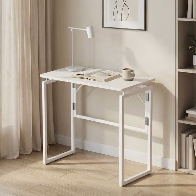 VASAGLE White Minimalist Folding Writing Desk W/D/H: 80 x 40 x 74 cm
