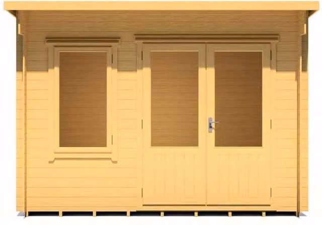 Shires Edgefield Log Cabin in Light Brown with 19 mm Logs, W: 239 cm, D: 329 cm, H: 239 cm – 1