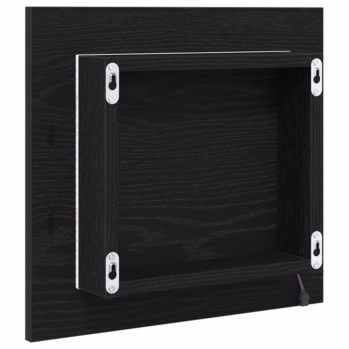 Berkfield Home LED Bathroom Wall Mirror in Black Wood, W/D/H: 37 x 8.5 x 40 cm – 4