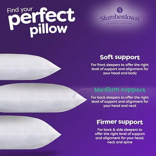 Slumberdown Warm Winter Nights Bed Pillows 4 Pack, White, Medium Support, W: 74 cm, H: 48 cm – 6