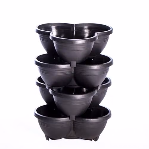 Garden Gear 4 Tier Vertical Stacking Planter Tower Modular Column Plant Pots in Black – 2