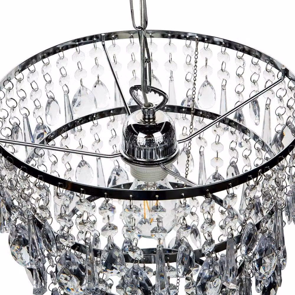 Wyld and Coco Silver Pendant Lamp with Faux Crystals and Metal Frame – 3