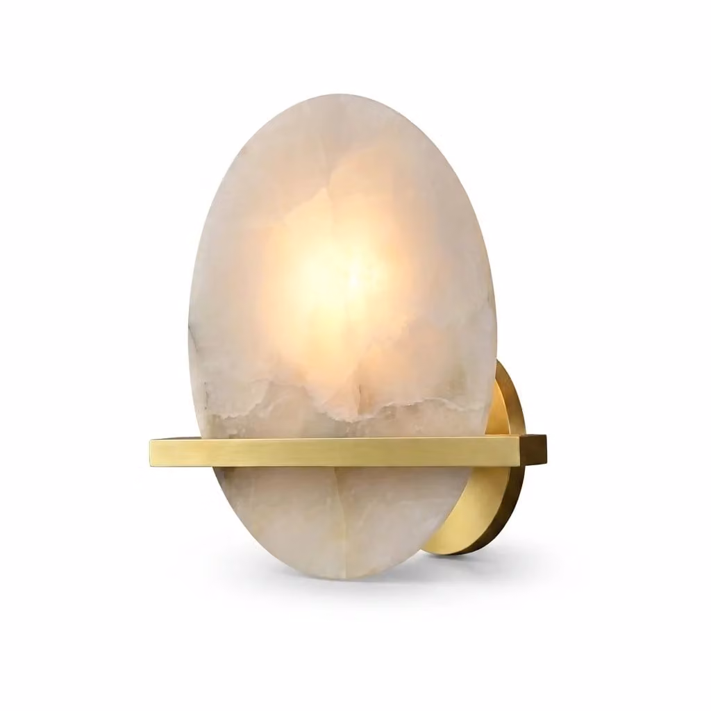 Araco Lumière Frozen Ciel Alabaster Wall Light in White and Gold/Brass