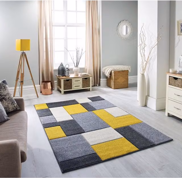 Melrose Interiors Soft Modern Geometric Area Rug in Multicolour Orange, W/D: 160 x 230 cm