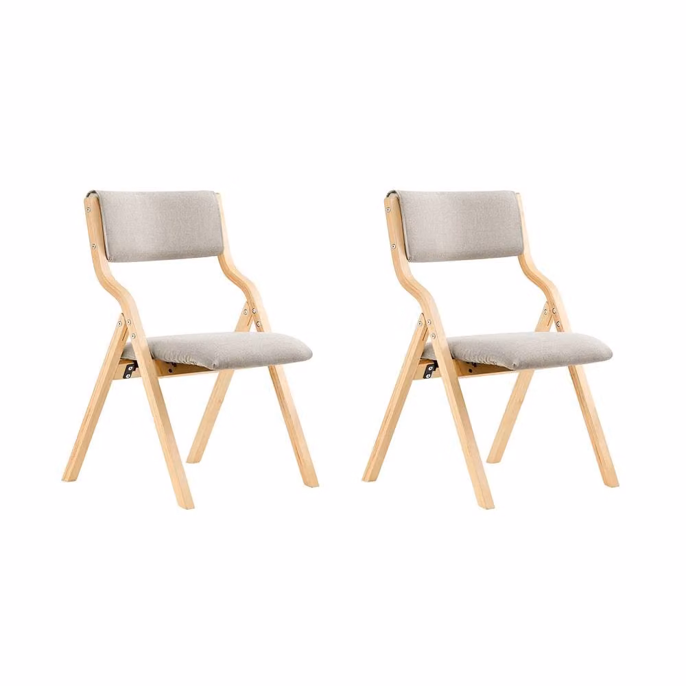 SoBuy Set of 2 Modern Folding Dining Chairs with Padded Fabric Seats and Backs in Grey – 2