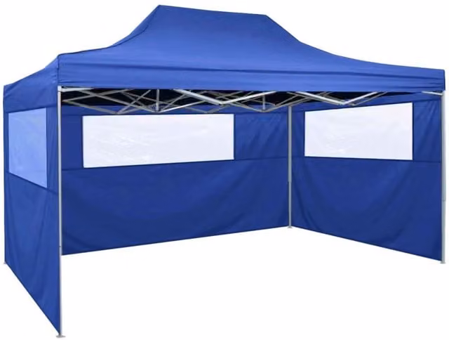Berkfield Home Professional Folding Party Tent with 3 Sidewalls, Blue, W: 4 m, D: 3 m – 1