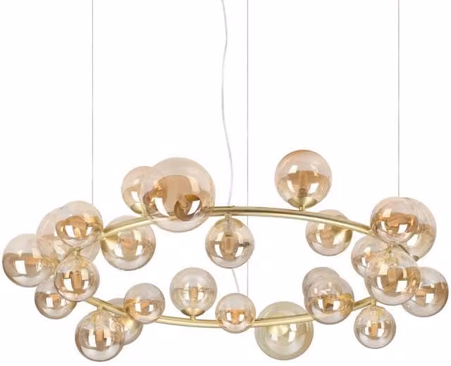 Netlighting Perlage Globe Amber Glass Pendant Ceiling Light with G9 Socket