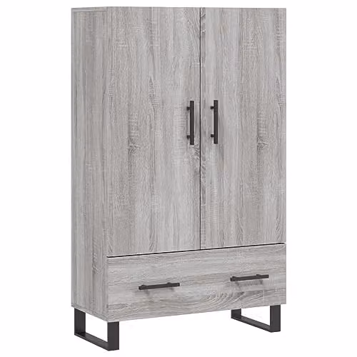 vidaXL Modern Grey Highboard with Hinged Doors and Internal Shelves, W/D/H: 69.5 x 31 x 115 cm