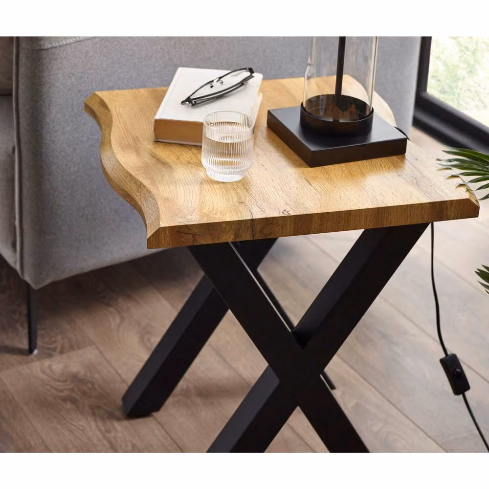 Cheshire Fairmont Contemporary Lamp Table in Oak and Black – 4