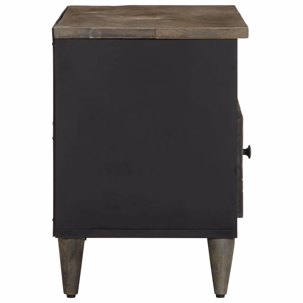 Berkfield Home Mango Wood TV Cabinet in Black and Brown, W/D/H: 80 x 33 x 46 cm – 2