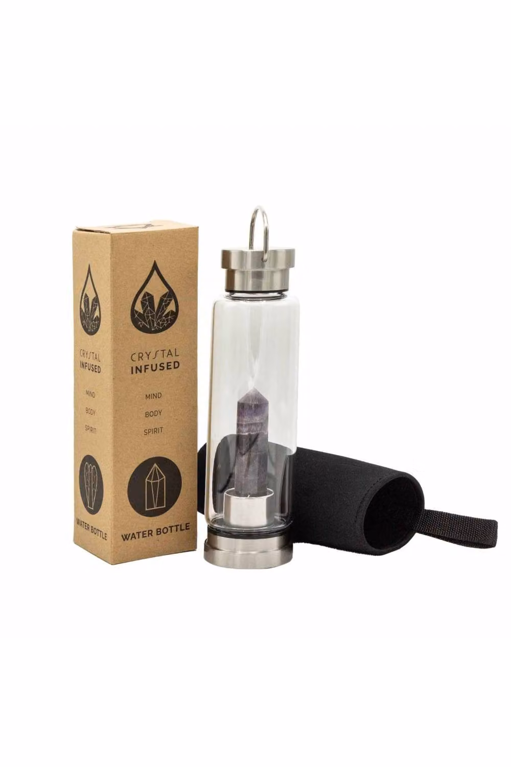 KDMD Silver Crystal Infused Amethyst Glass Water Bottle – 2
