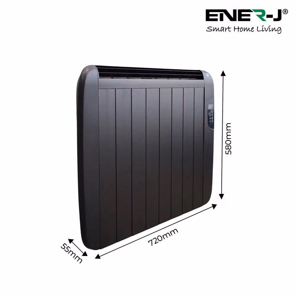 ENER-J Smart WiFi Electric Radiator Heater 1200W Black Aluminium with LCD Control and App Control – 4
