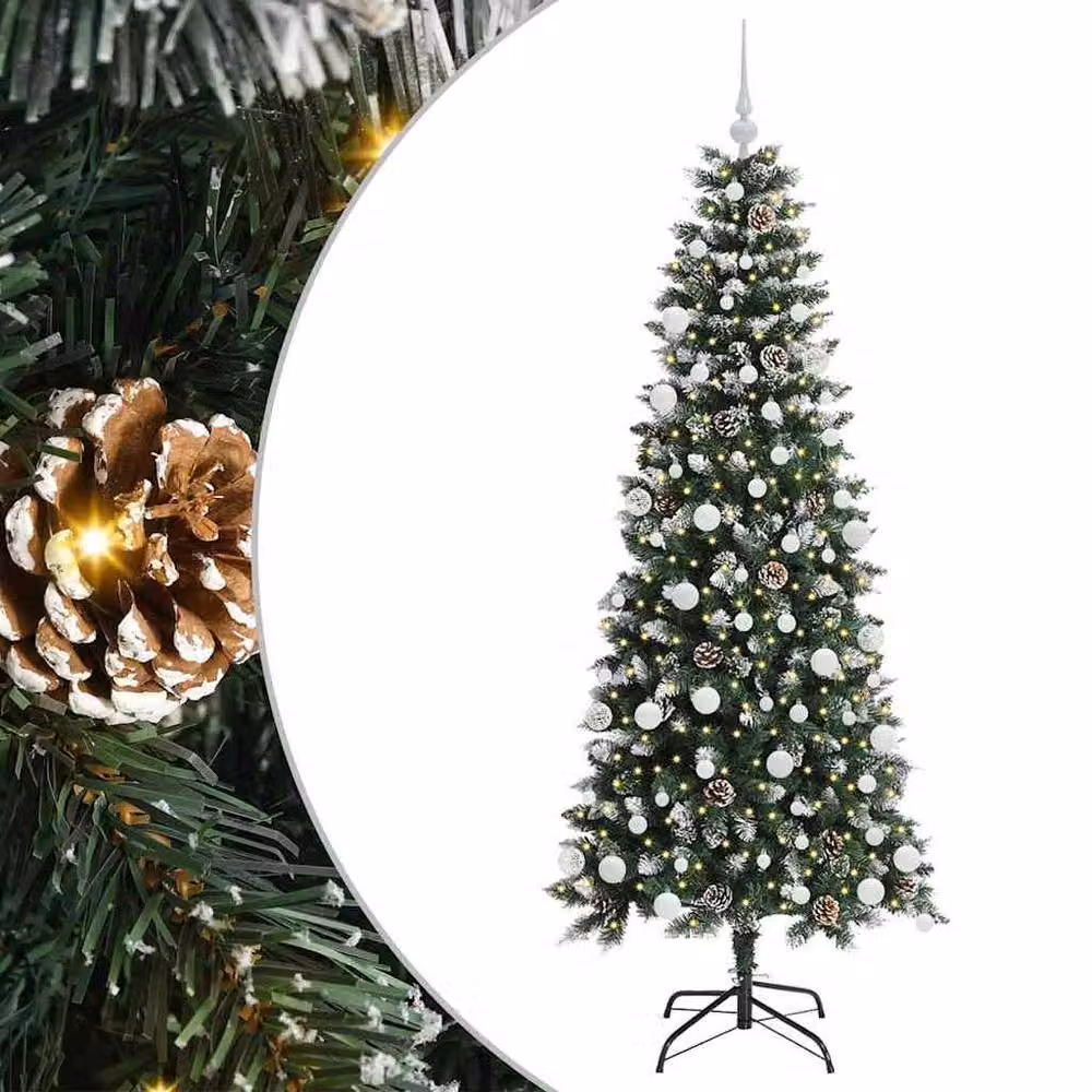 Berkfield Home Artificial Christmas Tree with 300 LEDs, Green, W/D/H: 76 x 76 x 180 cm – 2