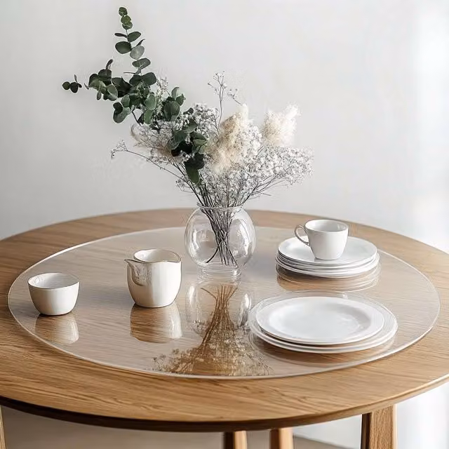 Nicoman Transparent Round PVC Table Mat, Diameter: 70 cm