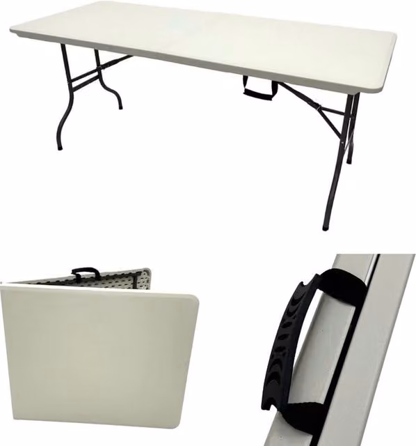 Kelvenix White Plastic and Metal Folding Blowmold Camping Table