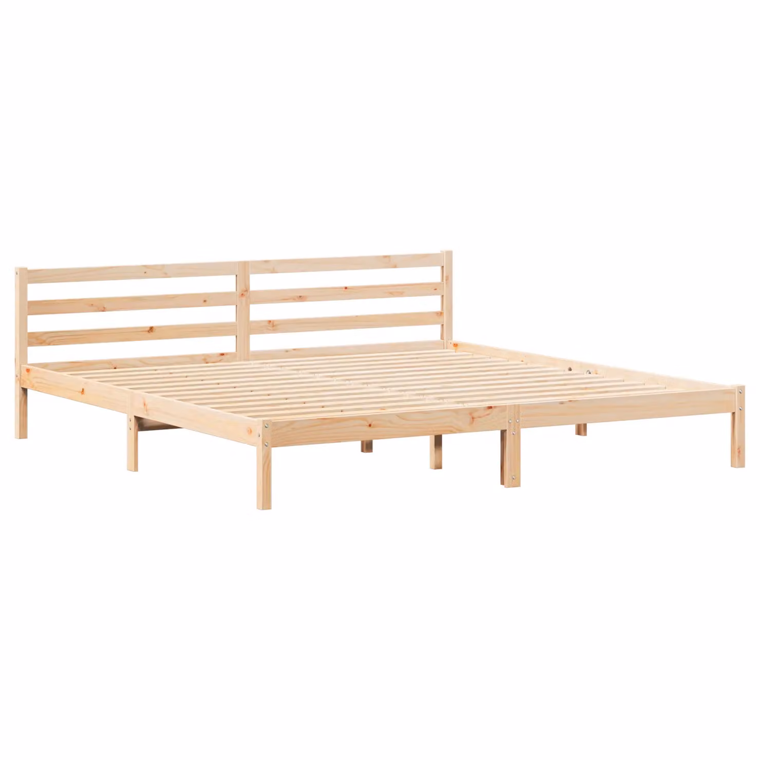 Berkfield Home Solid Wood Pine Bed Frame with Headboard, Brown, W/D/H: 200 x 220 cm – 2