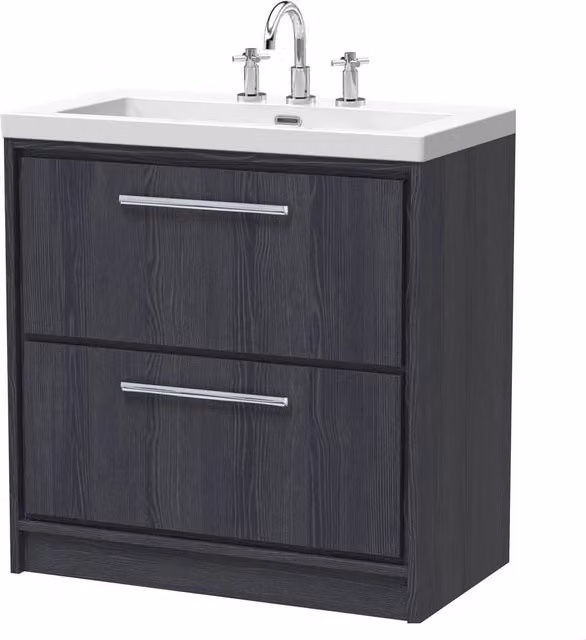Balterley Longnor 2 Drawer Vanity Basin Unit, Graphite Grey, W: 80 cm