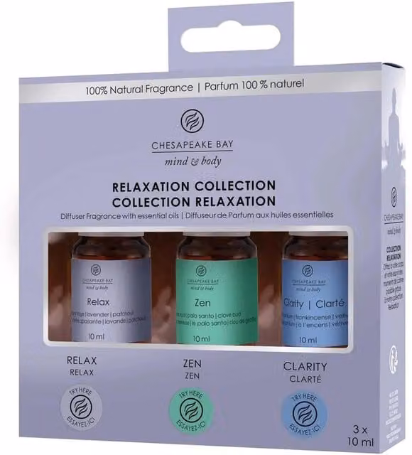 Chesapeake Bay CBC Relaxation Fragrance Diffuser Oil Set, Purple and Multicolour, 3.0 l