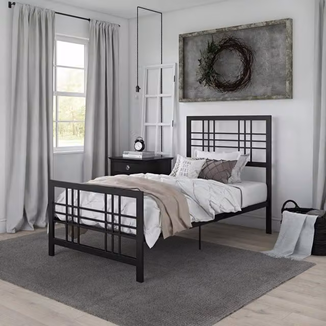 Dorel Home Burbank Metal Bed in Black, W/D/H: 90 x 190 cm