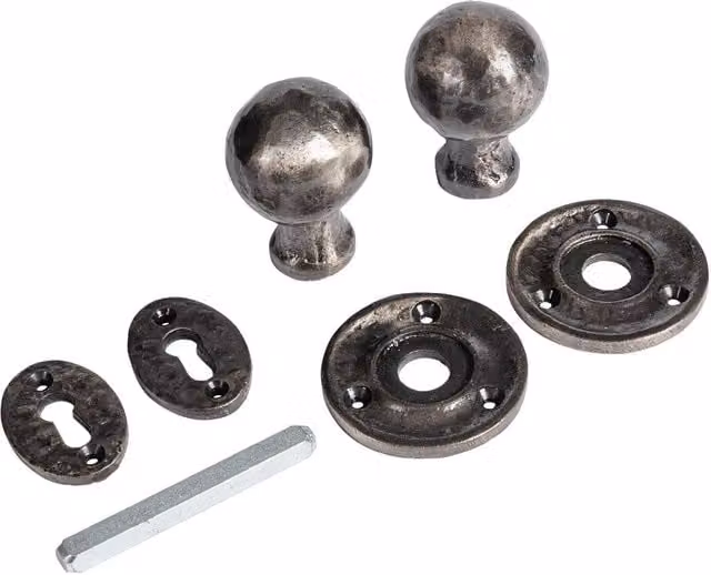 Hammer and Tongs 60mm Round Rim Mortice Door Knob in Grey Iron