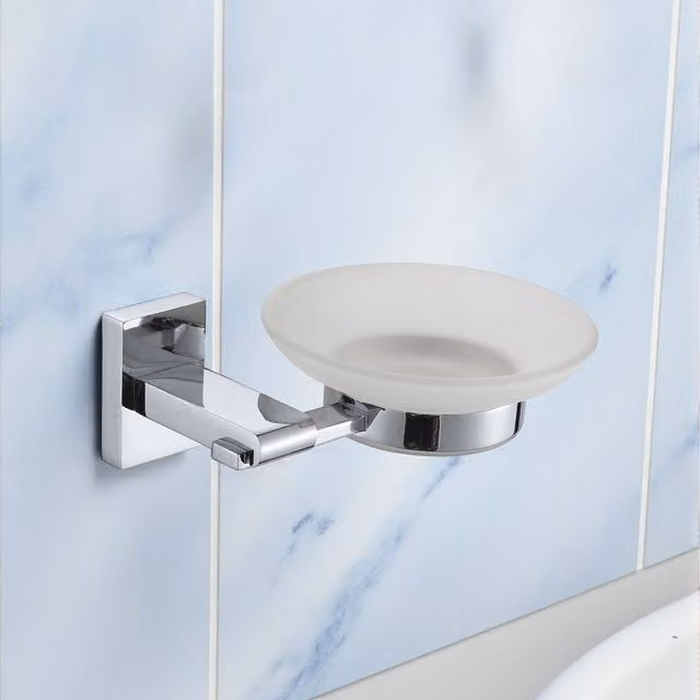 Showerdrape Unity Wall Mounted Silver Stainless Steel and Glass Soap Dish