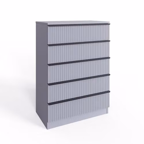 FWStyle Larnia Matt Grey 5 Drawer Chest of Drawers H: 100 cm, W: 70 cm, D: 40 cm