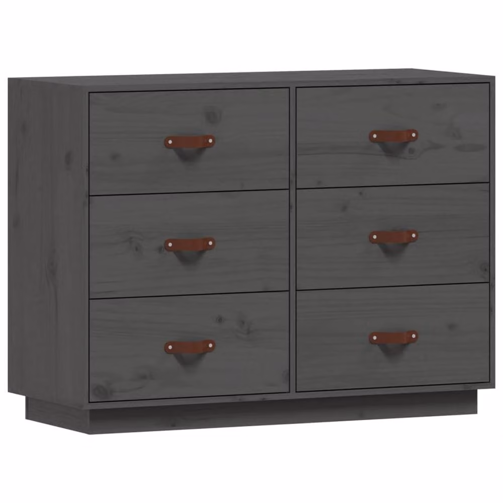 Berkfield Home Grey Solid Wood Pine Sideboard W/D/H: 100 x 40 x 75 cm – 2