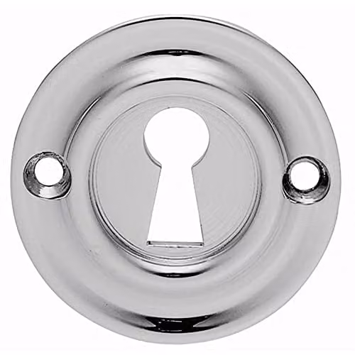 Loops 42mm Standard Keyhole Profile Escutcheon with Rounded Ridge in Polished Chrome