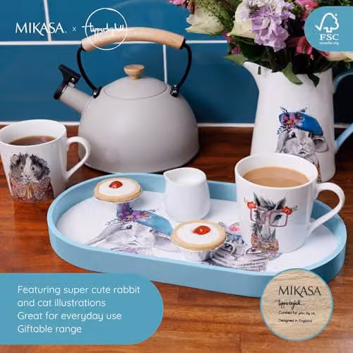 Mikasa Oval Wood Serving Tray in White and Multicolour, 38 cm – 3