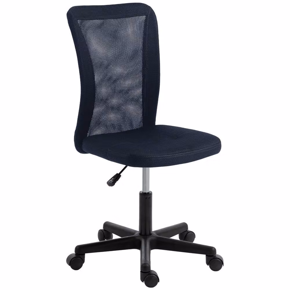 STILVORA Blue Fabric Armless Task Chair with Adjustable Height and 360 Degree Swivel – 5