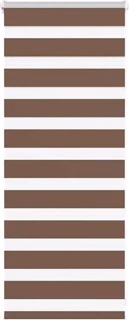 Berkfield Home Brown Zebra Day and Night Blind with Polyester Fabric, W: 65 cm, H: 100 cm – 1