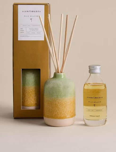 Scentiments™ Wild Meadow Reed Diffuser, 150ml, Multicolour Ceramic Tabletop Floral and Fruity Scent