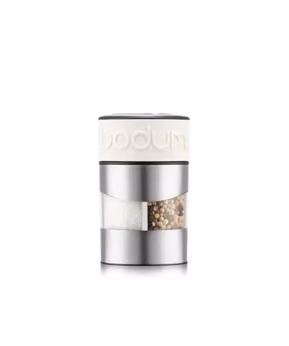 Bodum Twin 2-in-1 Salt and Pepper Grinder in White with Ceramic Mill
