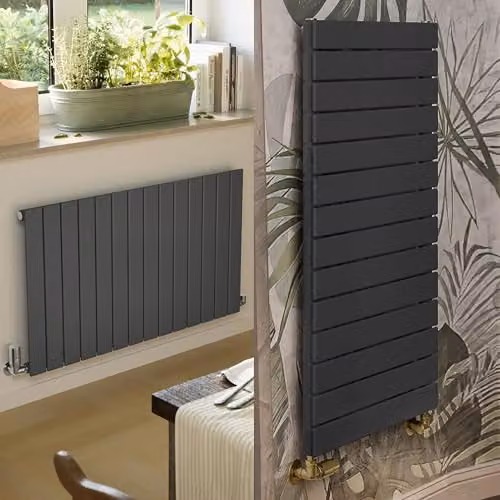 Terma Steel Wall Mounted Radiator in Anthracite Grey, W: 103.2 cm, H: 60.0 cm