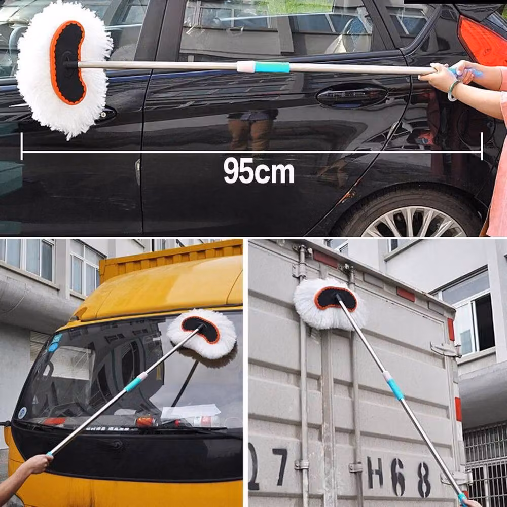 FLAVORA Multicolour Microfibre Car Wash Mop with Telescopic Handle – 6
