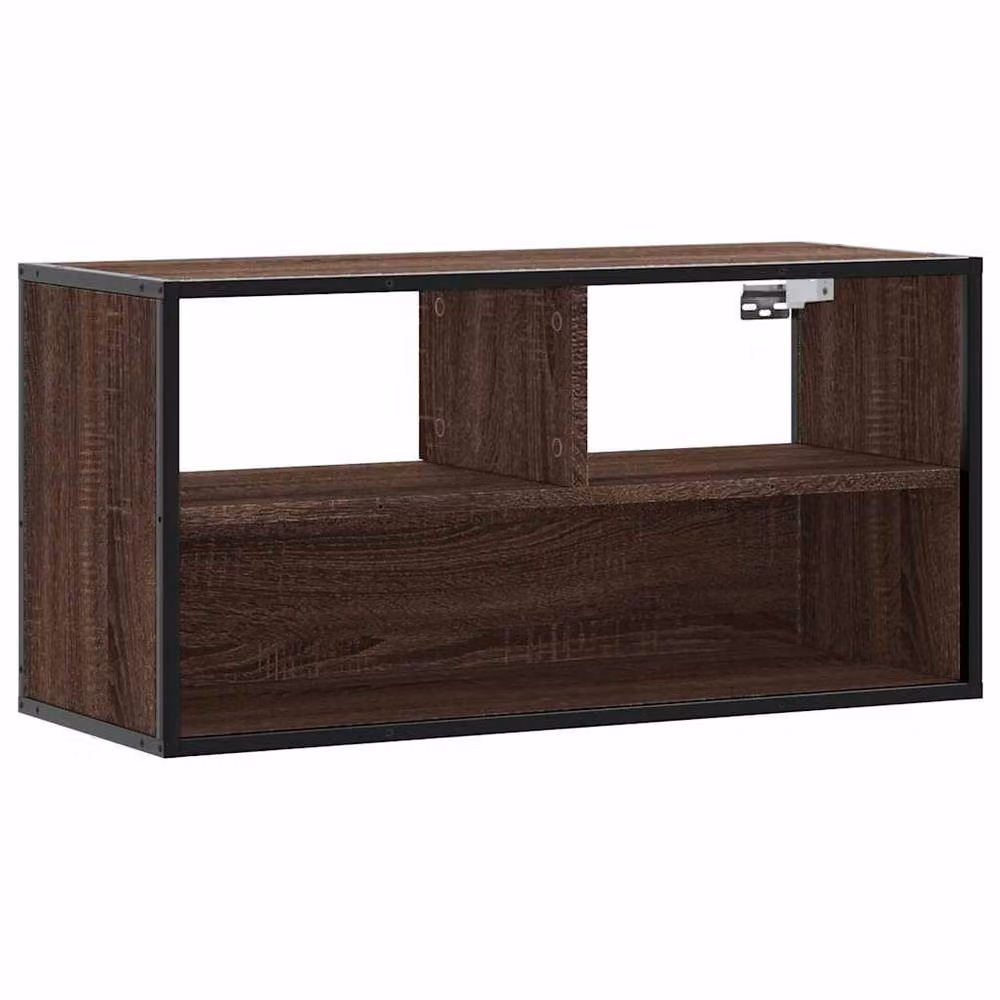 Berkfield Home Brown Oak TV Cabinet in Engineered Wood and Metal, W: 80 cm, D: 31 cm, H: 39.5 cm – 3