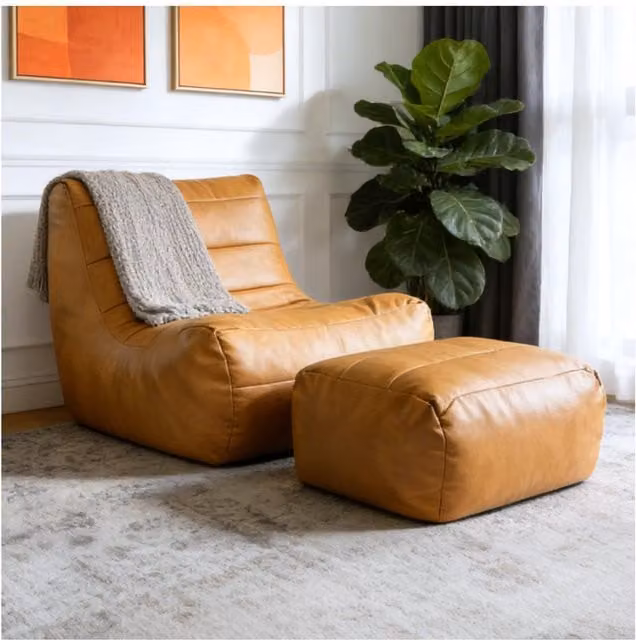Aosom Brown PU Leather Lounge Sofa with High-Density Rebound Sponge, W/D/H: 93 x 80 x 75 cm – 1
